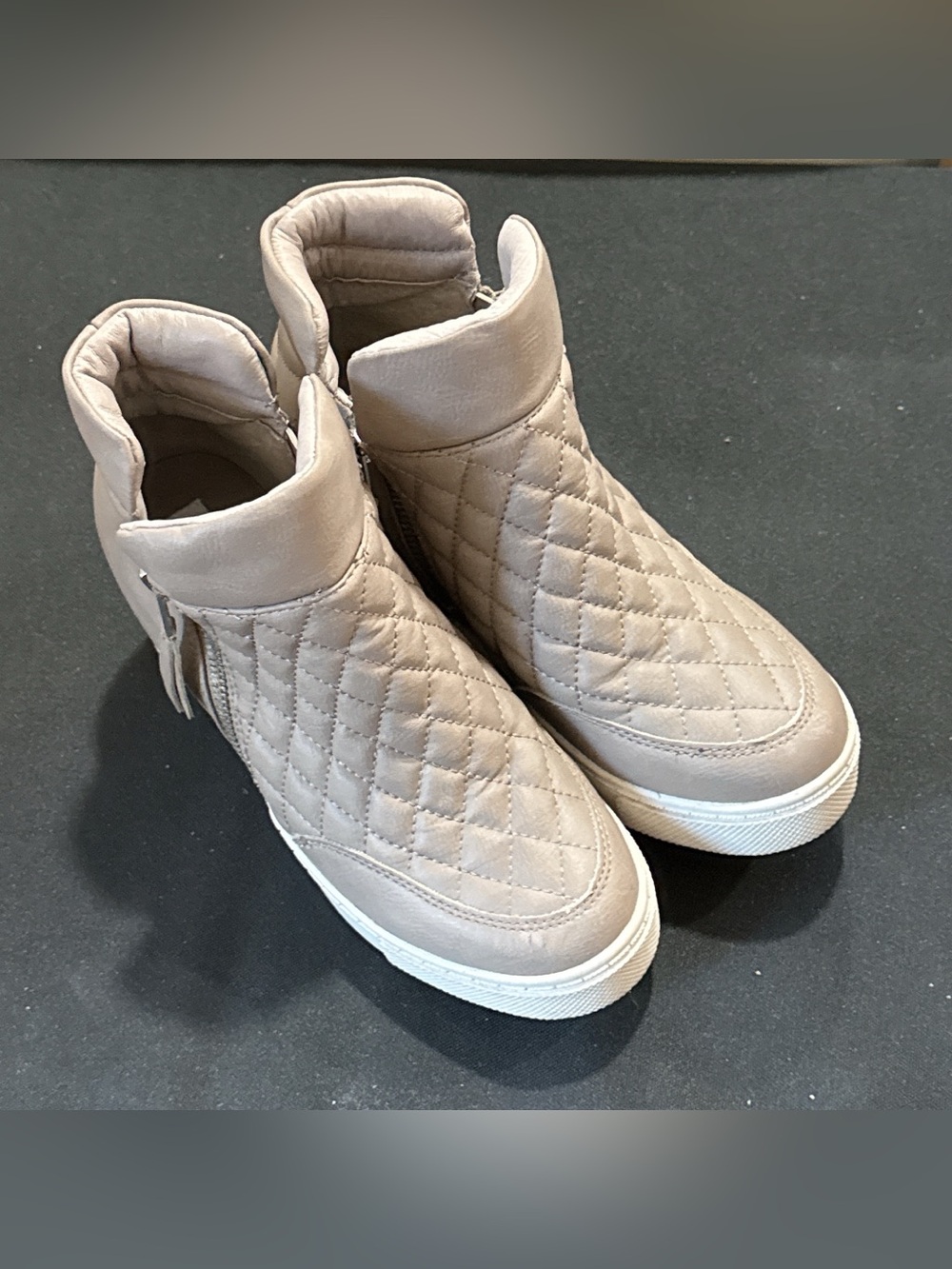 Steve Madden Quilted High-Top Booties - Taupe